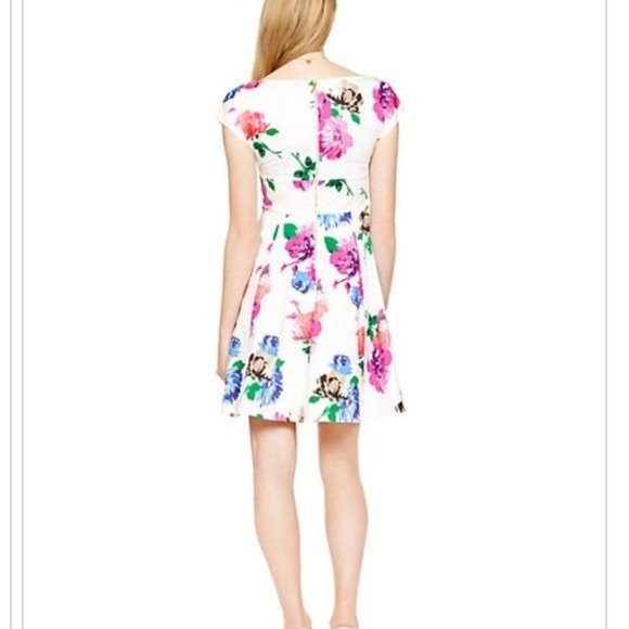 Kate Spade NWT Floral Dress White Blooms Fit and Flare Pink 0 - Picture 4 of 10